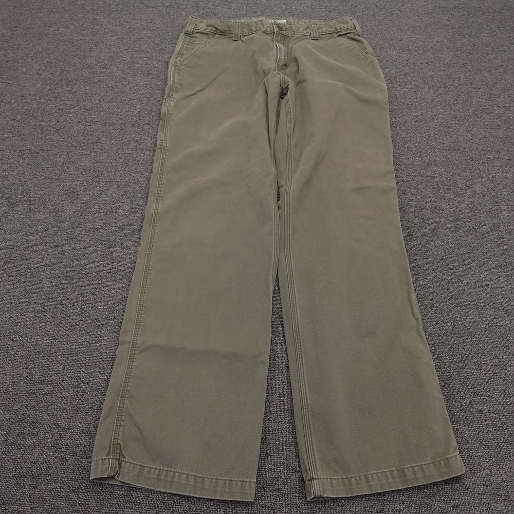 Carhartt Pants Mens 38x33 Green Relaxed Fit Canvas Carpenter Workwear Utility